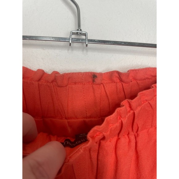 Banana Factory Size 0 Linen-Blend Mini Skirt Orange Paper Bag Elastic Waist - Picture 8 of 13